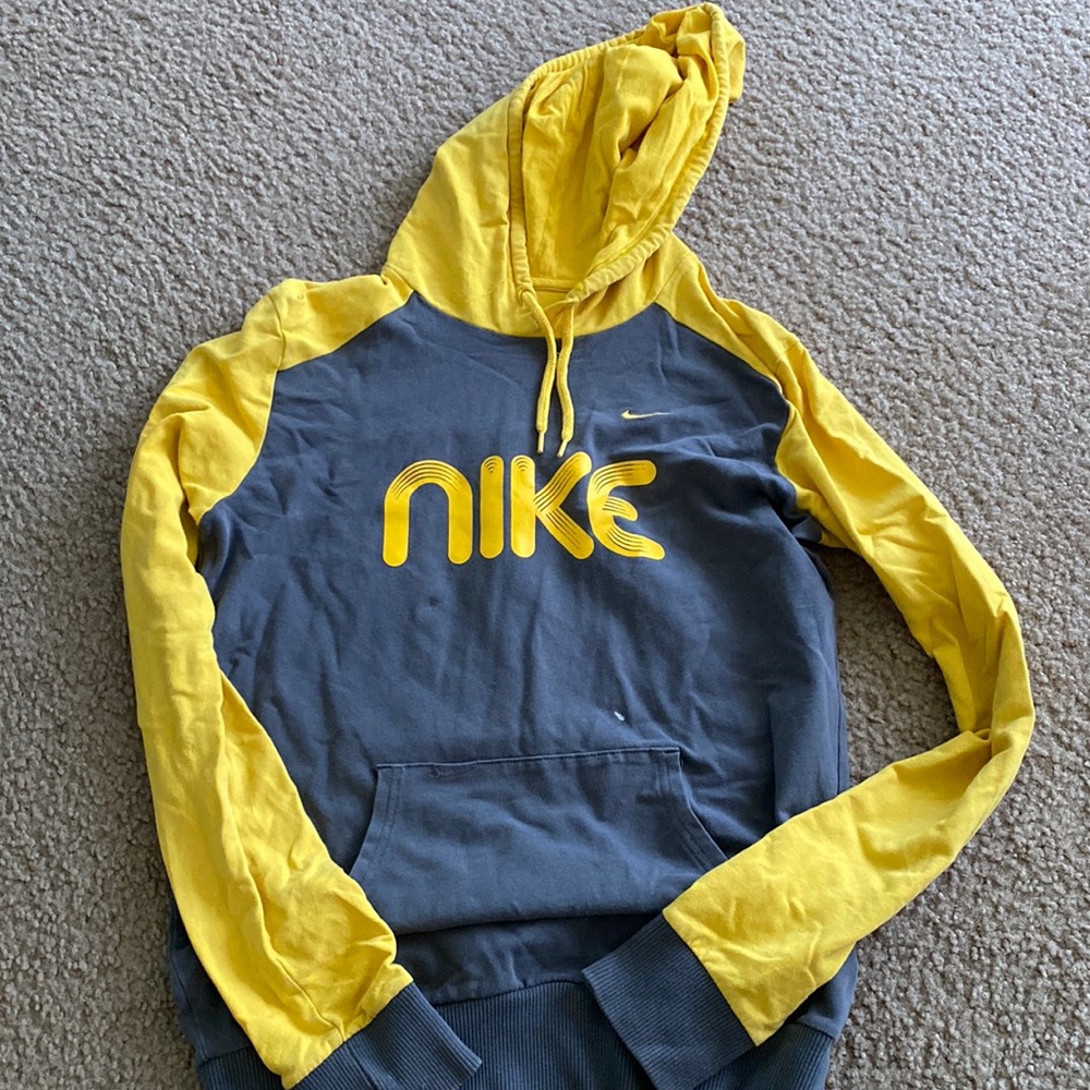 Grey and yellow Nike light weight hoodie